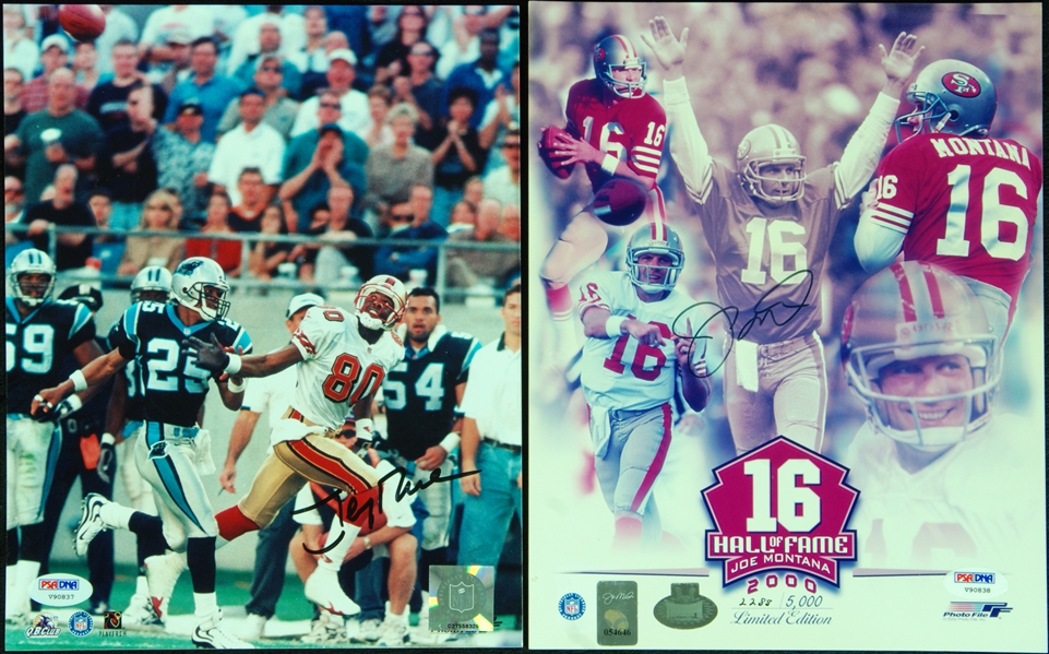 Joe Montana & Jerry Rice Signed 8x10 Photos (2) (PSA/DNA)