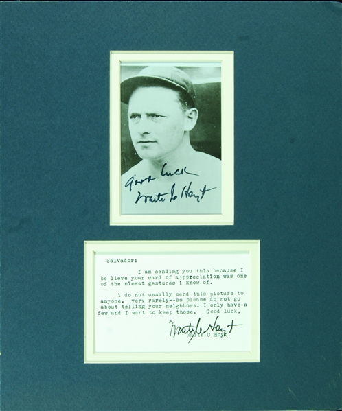 Waite Hoyt Twice-Signed Matted Display with Photo & Index (PSA/DNA)