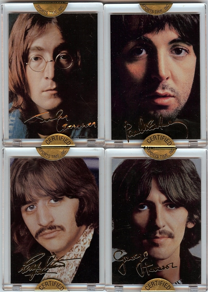 1996 Sports Time Beatles 24kt Gold Signature Complete Set (4) with Lennon, McCartney, Harrison, Starr