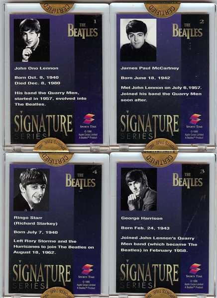 1996 Sports Time Beatles 24kt Gold Signature Complete Set (4) with Lennon, McCartney, Harrison, Starr