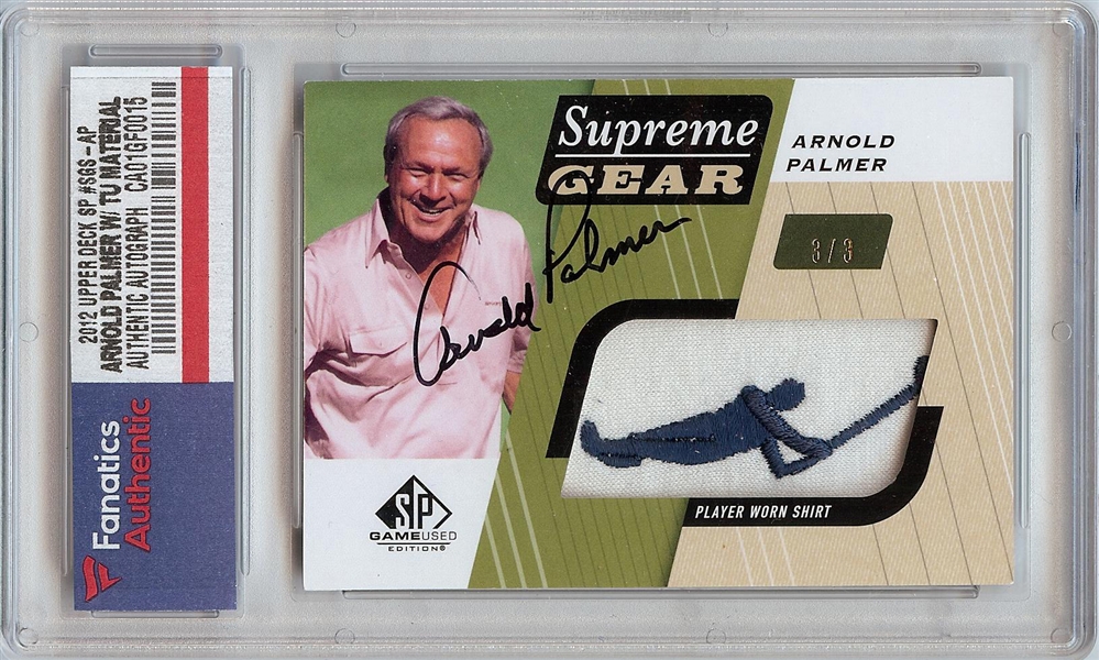 Arnold Palmer Signed 2012 Upper Deck Supreme Gear Tournament Used Material (3/3) (Fanatics)