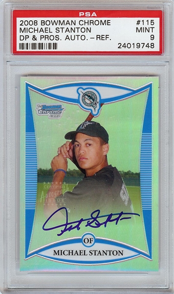 2008 Bowman Chrome DP & Prospects Mike Giancarlo Stanton AUTO Refractor No. 115 (303/500) PSA 9