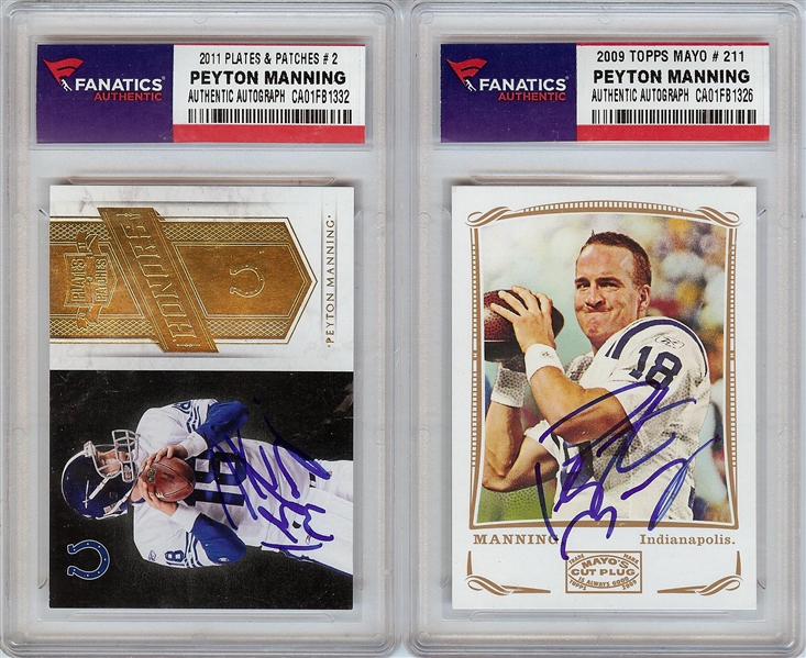 Peyton Manning Signed Topps & Panini Cards (2) (Fanatics)