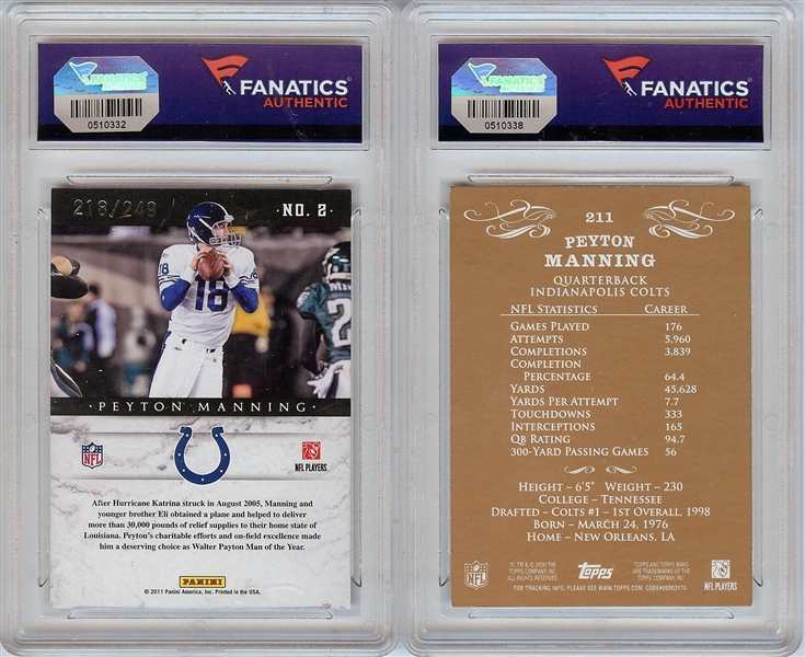 Peyton Manning Signed Topps & Panini Cards (2) (Fanatics)