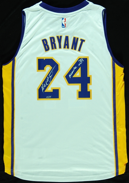 Kobe Bryant Signed White Lakers Jersey Inscribed Mamba Out (22/124) (Panini) (Fanatics)