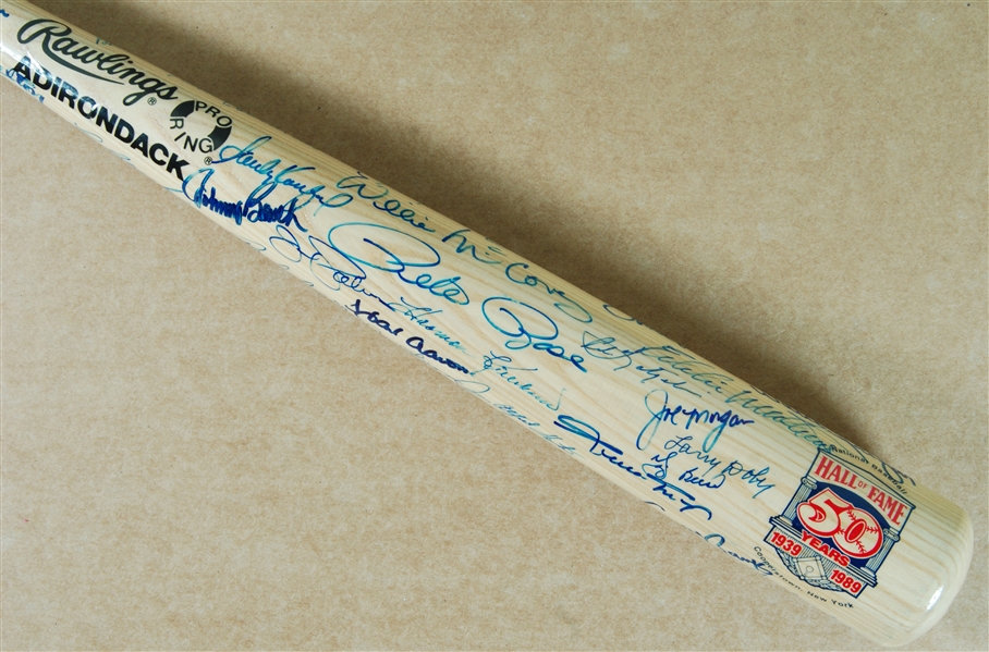 Hall of Famer Multi-Signed HOF Logo Bat with Mays & Aaron (51) (BAS)