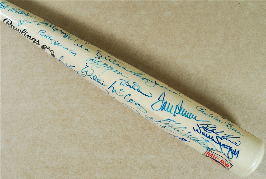 Hall of Famer Multi-Signed HOF Logo Bat with Mays & Aaron (51) (BAS)