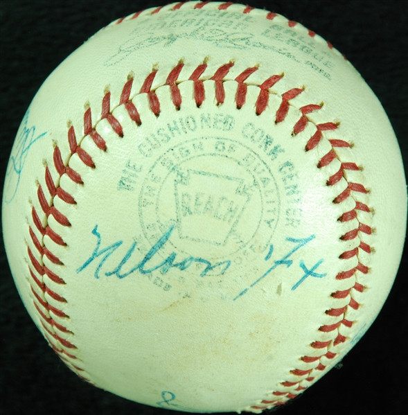 1960 All-Star Team Multi-Signed OAL Baseball with Ted Williams, Roger Maris, Nellie Fox (6) (BAS)