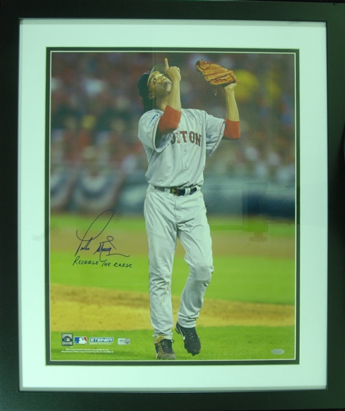 Pedro Martinez Signed 16x20 Framed Photo Inscribed Reverse the Curse (Steiner)