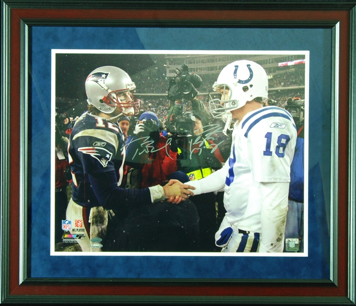 Tom Brady & Peyton Manning Dual-Signed 16x20 Framed Photo (Tri-Star) (Steiner)