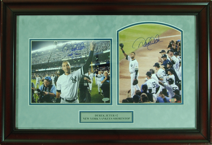 Derek Jeter Signed 8x10 Final Game Photo Pair in Frame (Steiner)