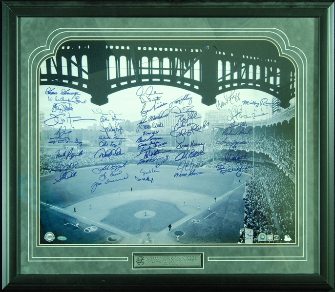 New York Yankees Greats Signed Yankee Stadium 20x24 Photo in Frame 50) (16/100) (MLB) (Steiner)