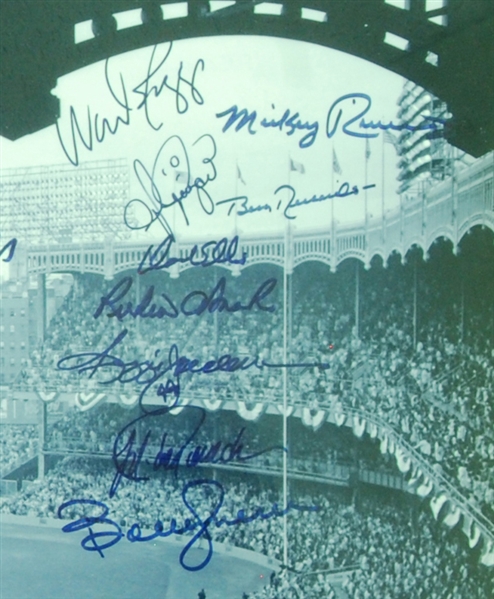 New York Yankees Greats Signed Yankee Stadium 20x24 Photo in Frame 50) (16/100) (MLB) (Steiner)