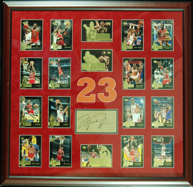 Michael Jordan Signed 31x31 Upper Deck Jumbo Card Framed Display (PSA/DNA)