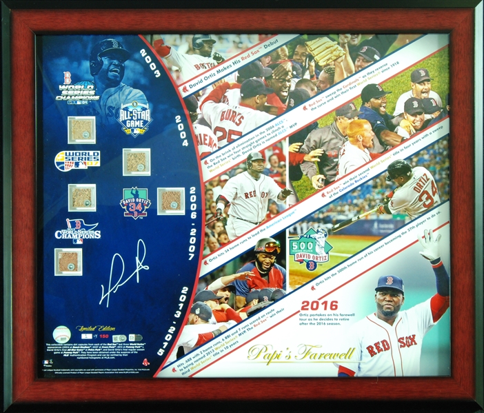 David Ortiz Signed Game-Used Dirt Framed Display (1/150) (MLB) (Fanatics)