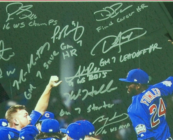 2016 Chicago Cubs World Champs Team-Signed 20x24 Celebration Framed Photo (20) (1/16) (MLB) (Fanatics)