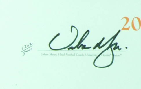 Urban Meyer Signed 2008 Florida Gators National Champions Framed Michael Hunt Litho (1202/5000)