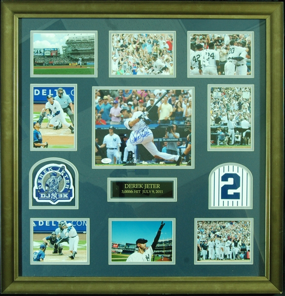 Derek Jeter Signed 3000th Hit Multi-Photo Display (JSA)