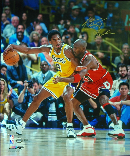 Kobe Bryant Signed 20x24 Photo vs. Michael Jordan Inscribed 5x Champ (3/24) (UDA)