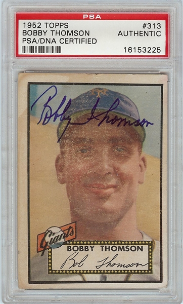 Bobby Thomson Signed 1952 Topps High Number No. 313 (PSA/DNA)