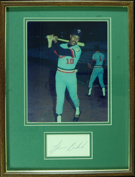 Lyman Bostock Signed Index Card with George Brace Photo Framed Display (BAS)