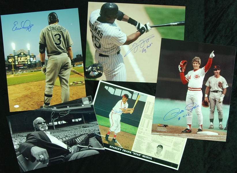 Baseball Signed Oversized Photos with Frank Thomas, Stan Musial, Rose (5)