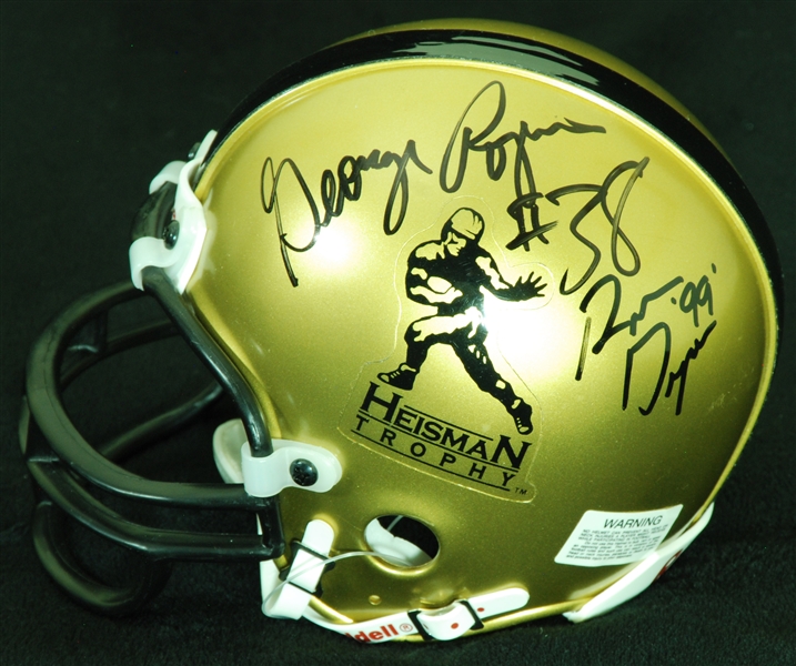 George Rogers & Ron Dayne Signed Heisman Logo Mini-Helmet (BAS)