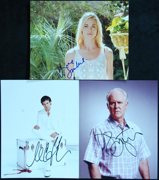 Dexter Signed 8x10 Photo Group (3) with Michael Hall, Lithgow, Strahovski