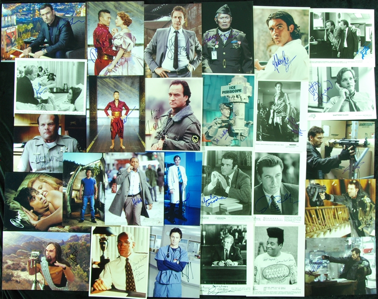 Signed Male Actors Photo Group with Clive Owen, Jeff Goldblum, Banderas, Takei (27)