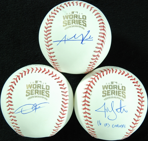 Dexter Fowler, Jon Lester & Addison Russell Single-Signed 2016 WS Baseballs (3)