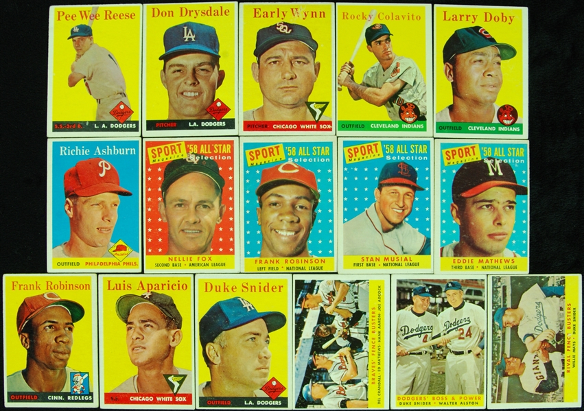 1958 Topps Baseball Partial Set With HOFers, All-Stars, Specials (396/494)