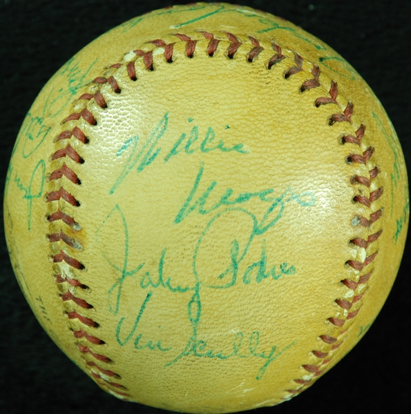 Circa 1957 HOFer & Stars Multi-Signed Baseball with Willie Mays (16) (BAS)