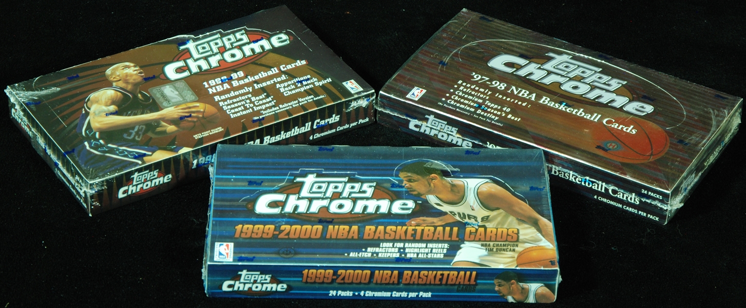 1997-98, 1998-99 & 1999-00 Topps Chrome Basketball Factory Sealed Boxes (3)