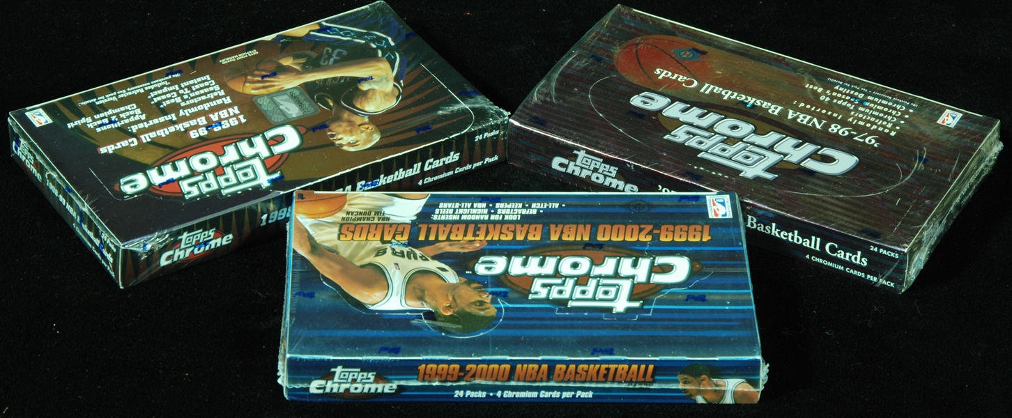 1997-98, 1998-99 & 1999-00 Topps Chrome Basketball Factory Sealed Boxes (3)