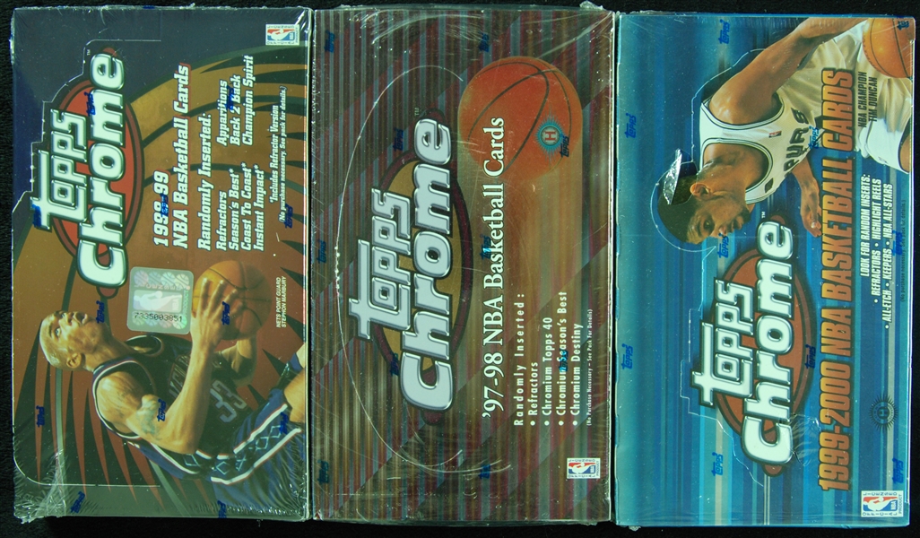 1997-98, 1998-99 & 1999-00 Topps Chrome Basketball Factory Sealed Boxes (3)