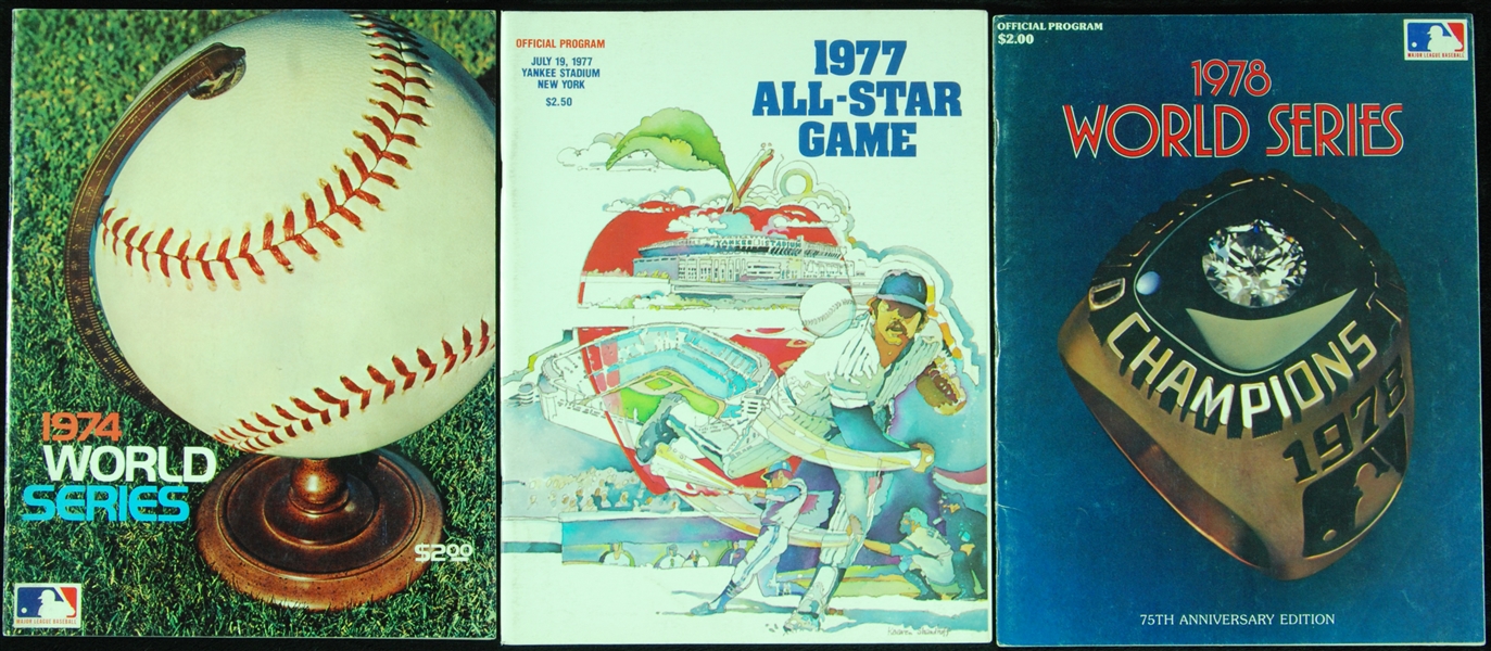 1974 & 1978 World Series Program with 1977 All-Star Game Program (3)