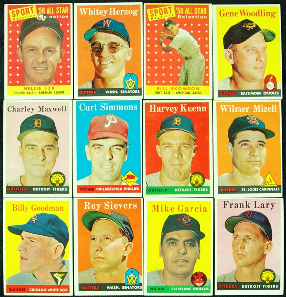 1958 Topps Baseball Partial Set Stars, All-Stars and Specials (151/494)