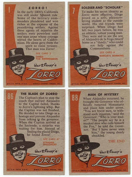 1958 Topps Zorro Near Complete Set (86/88)