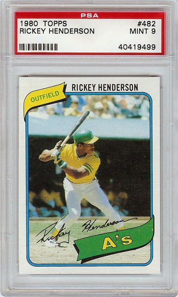 1980 Topps Rickey Henderson RC No. 482 PSA 9