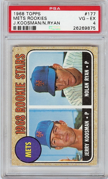 1968 Topps Mets Rookies Koosman/Nolan Ryan RC No. 177 PSA 4