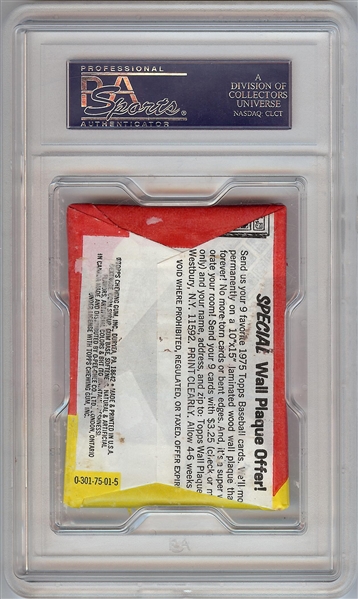 1975 Topps Baseball Wax Pack Graded PSA 8