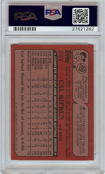 1982 Topps Traded Baseball Boxed Set with Cal Ripken No. 98T PSA 9