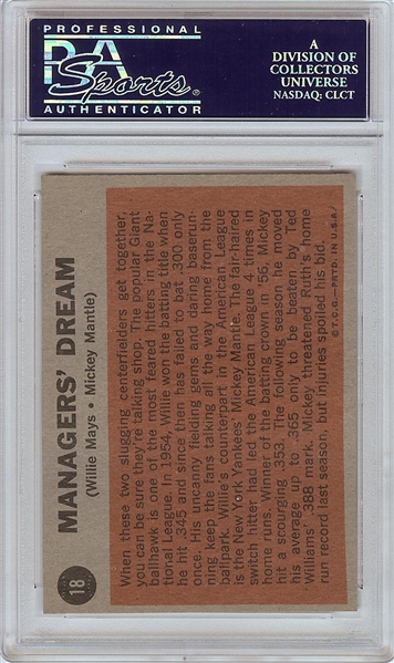 1962 Topps Manager's Dream (Mickey Mantle & Willie Mays) No. 18 PSA 7.5