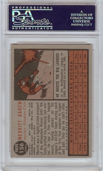 1962 Topps Merritt Ranew Green Tint No. 156 PSA 9 (None Graded Higher)