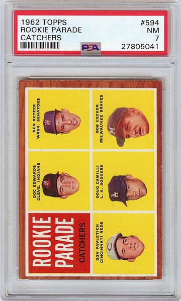 1962 Topps Rookie Parade Catchers Bob Uecker SP RC No. 594 PSA 7