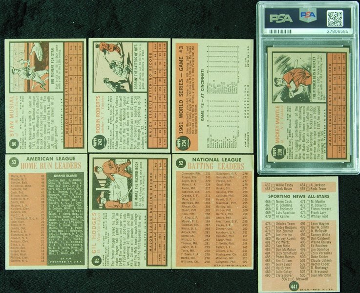 Outstanding 1962 Topps Grouping With HOFers, Stars, Mantle Slabbed (170)