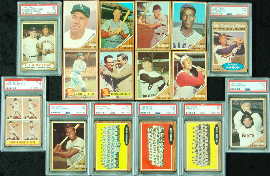 Super High-Grade 1962 Topps Grouping With HOFers, Stars, 16 Slabbed (139)