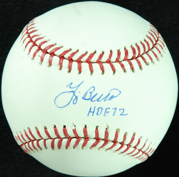 Yogi Berra Single-Signed OML Baseball Inscribed HOF 72 (MLB) (Steiner)