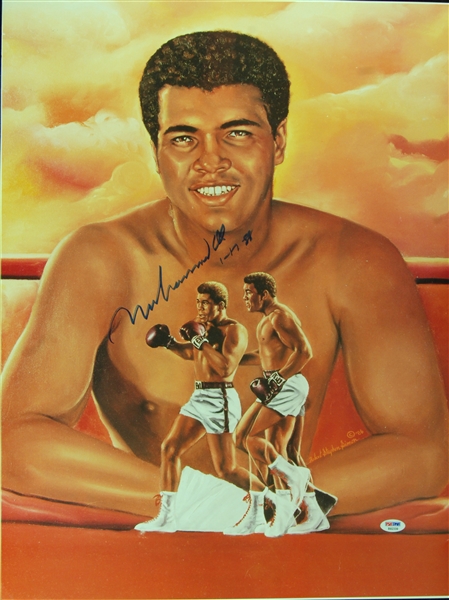 Muhammad Ali Signed Robert Stephen Simon 18x24 Lithograph Dated 1-17-88 (PSA/DNA)