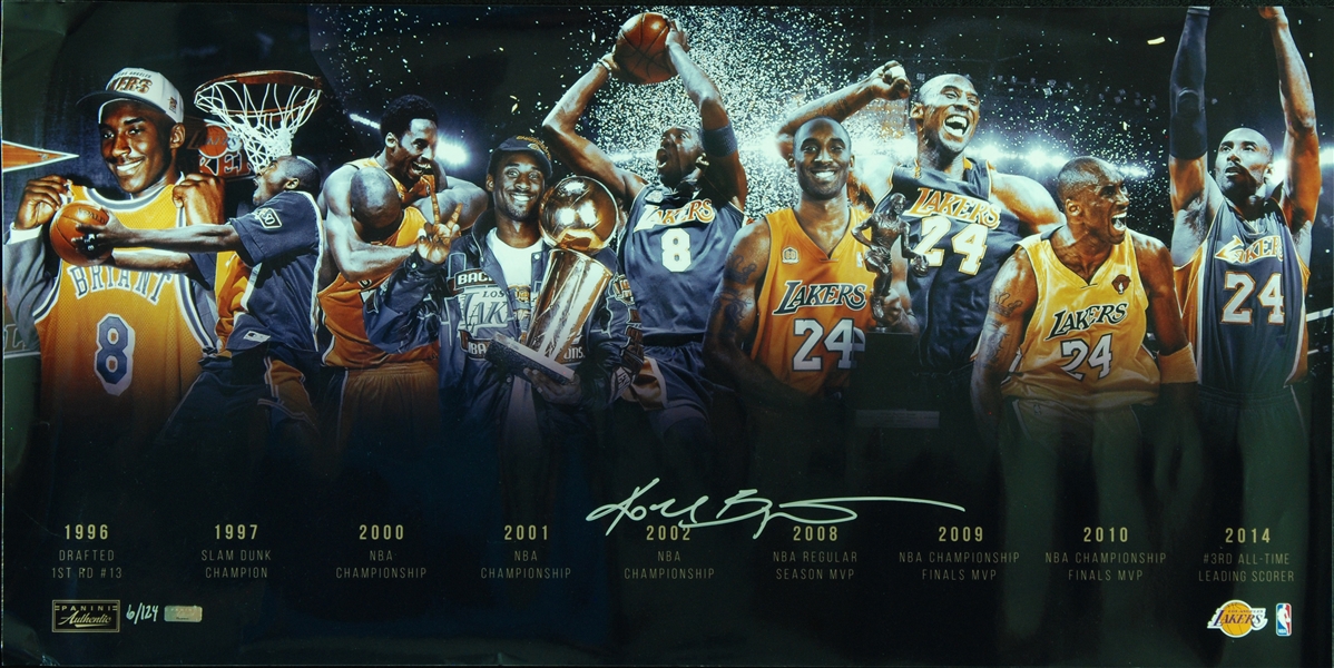 Kobe Bryant Signed 16x32 Timeline Photo (6/124) (Panini)